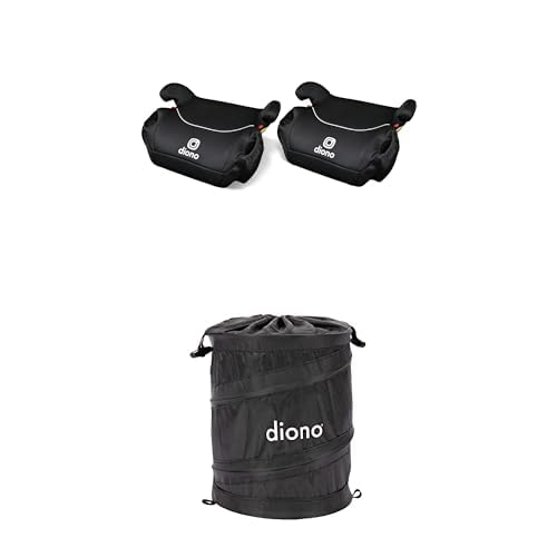 Pack of 2 Backless Booster Car Seat, Black + Collapsible Car Trash Can A476347