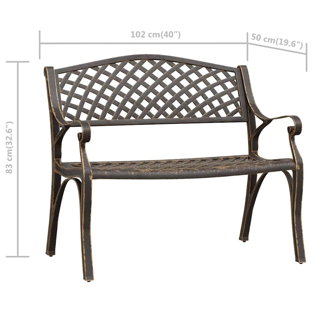 Cast Aluminum Patio Bench with Backrest I676900