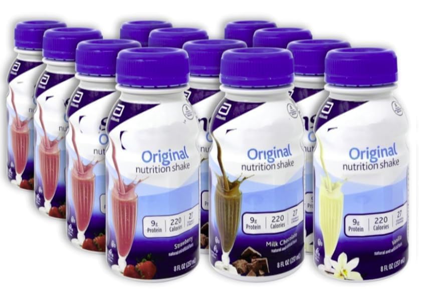 Nutrition Shake Variety Pack Vanilla Chocolate Strawberry 8 fl oz 12 Pack Z225201