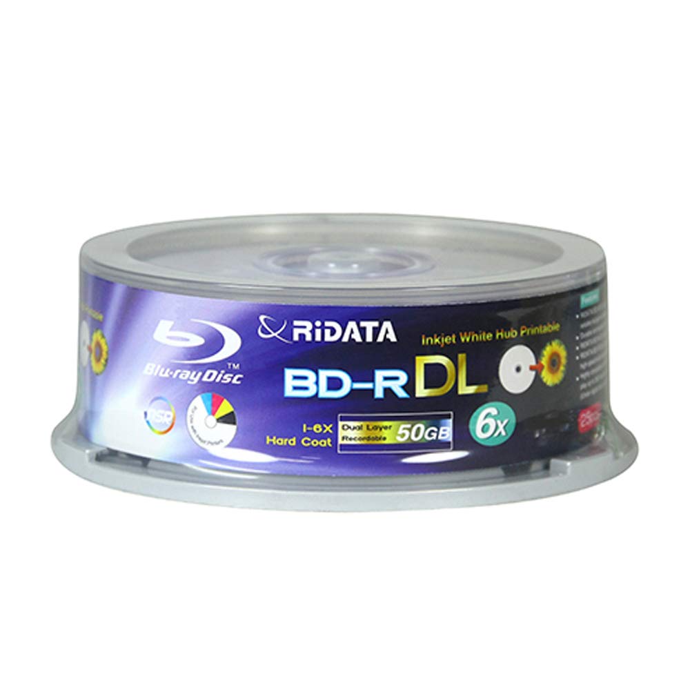 50 Pack BD-R DL Dual Layer 6X 50GB White Inkjet Printable Disc F134