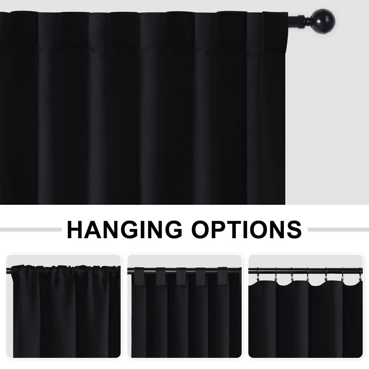 Blackout Room Divider Curtain 120 x 96 Inches Black S266303