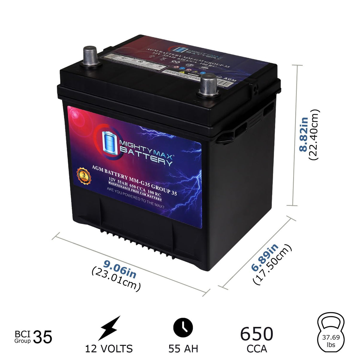 12V 55Ah AGM Replacement Battery W902
