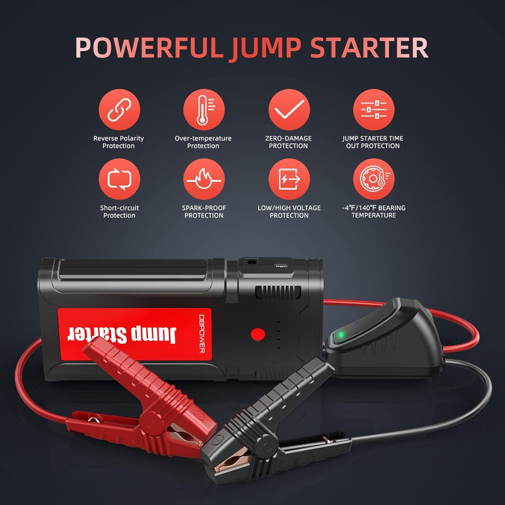 Portable 12V Car Jump Starter with Smart Clamp Cables J2354