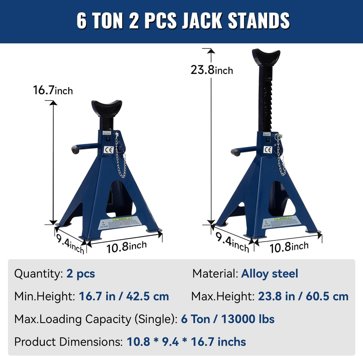 3 Ton Floor Jack & 6 Ton Jack Stands T99979
