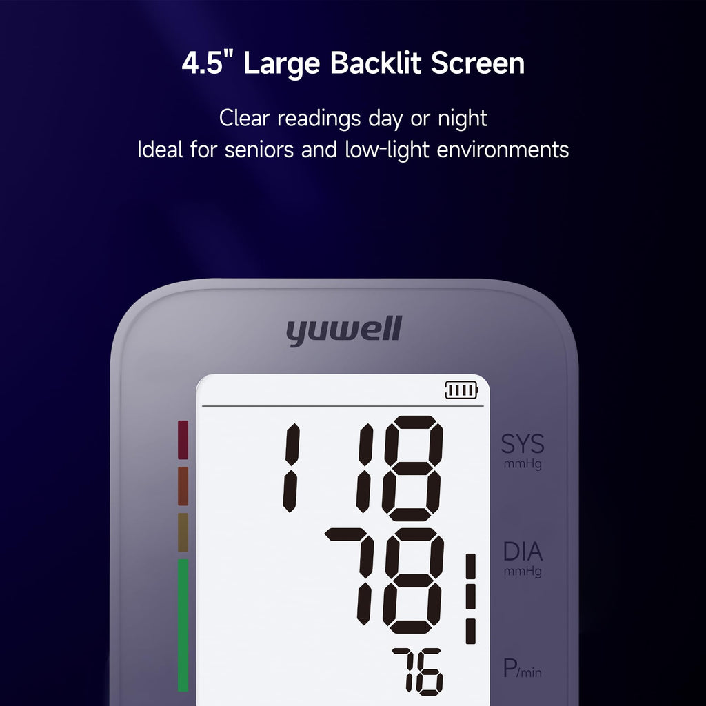 Upper Arm Blood Pressure Monitor with Adjustable Arm Cuff and Backlit Display O301