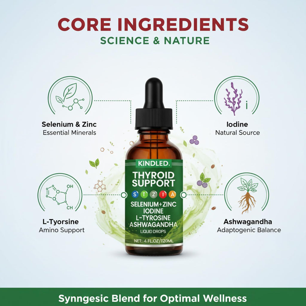 Thyroid Support Drops Selenium Zinc Iodine L-Tyrosine Ashwagandha Liquid Drops 4 FL.OZ X252