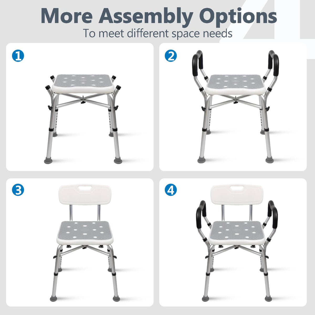 Adjustable Shower Chair with Arms & Back, 550 lb, Gray W830272