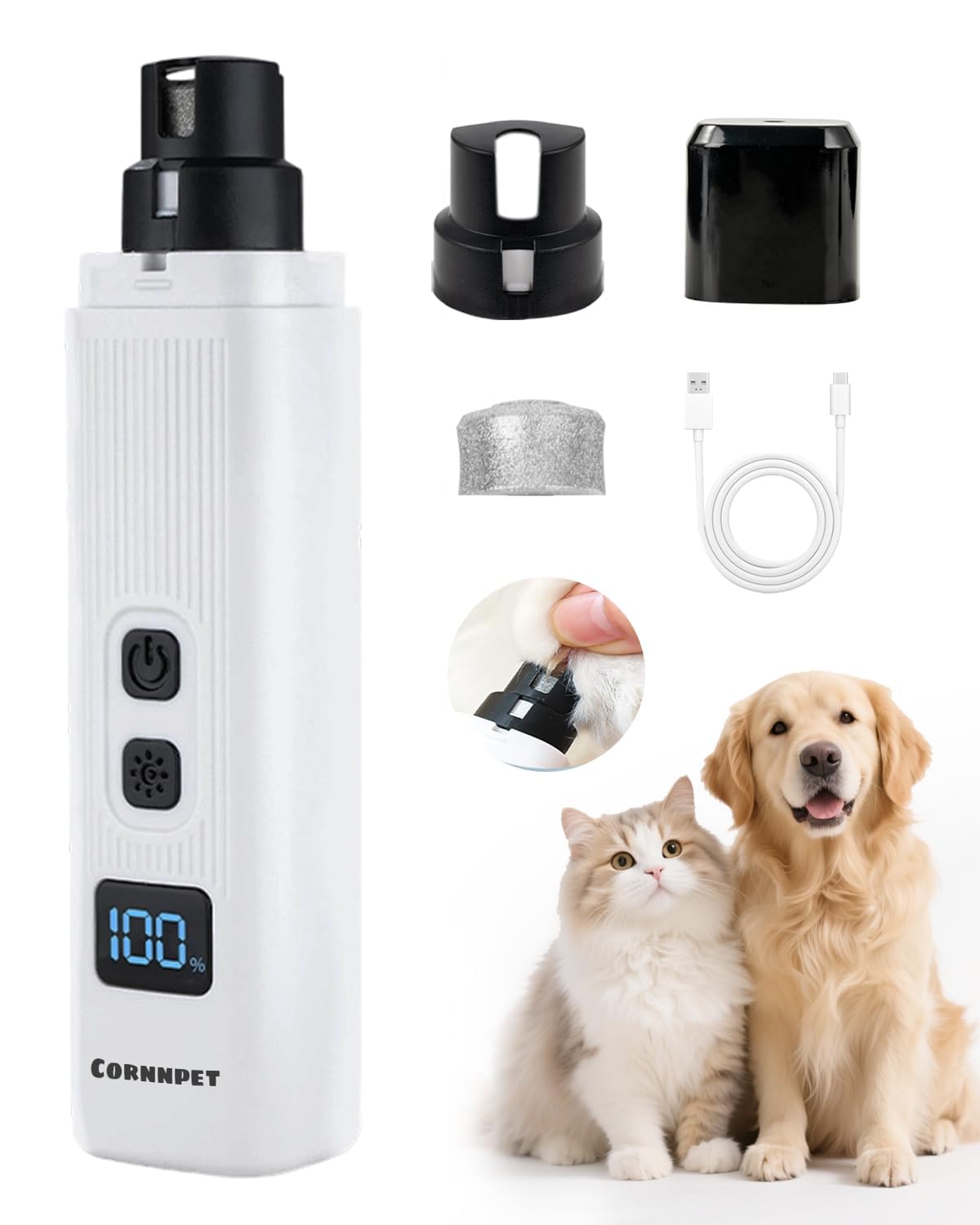 Electric Dog Nail Grinder 2 Speed 30dB Super Quiet White X8279