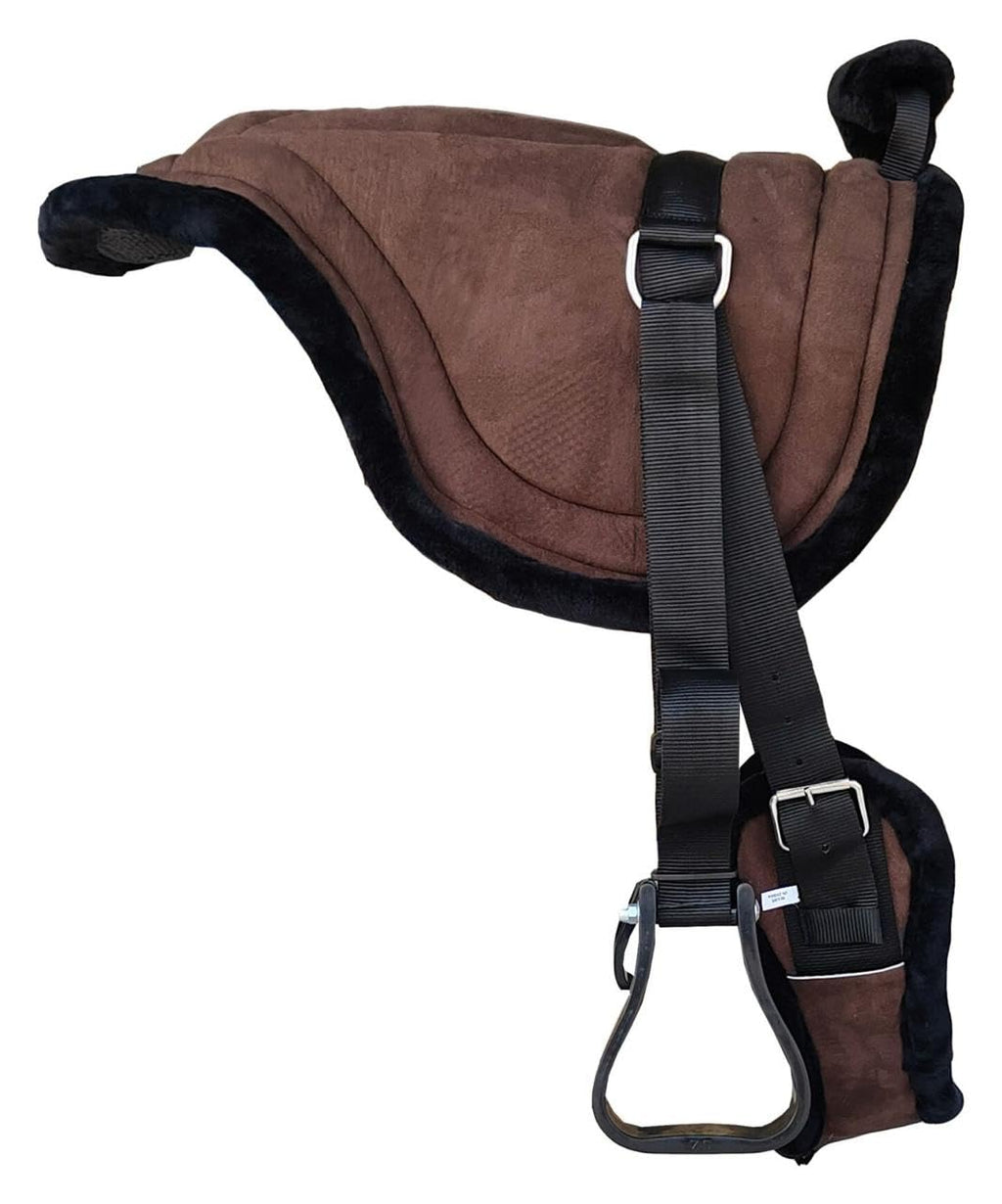 Padded Suede Leather Bareback Pad with Girth & Stirrups Y751