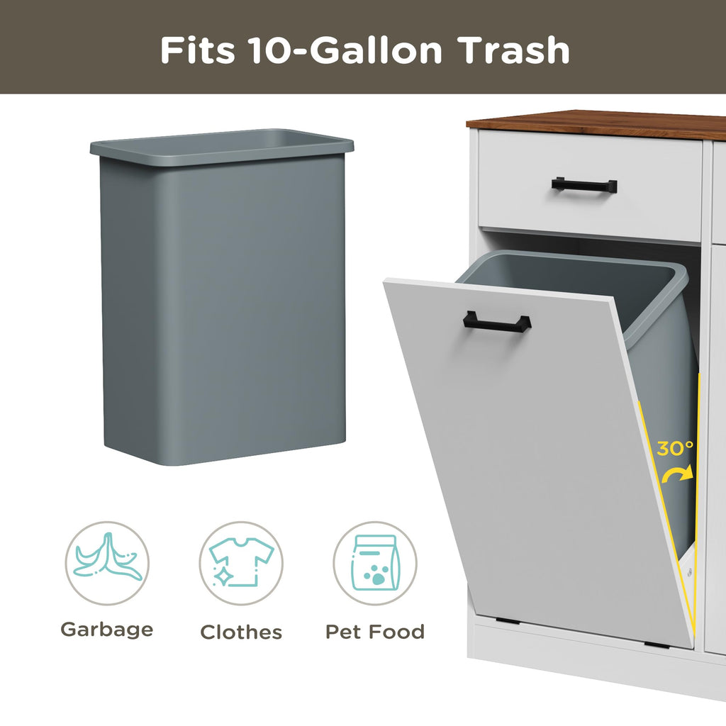 Antique White Double Tilt Out Trash Can Cabinet with 2 Drawers Z723151