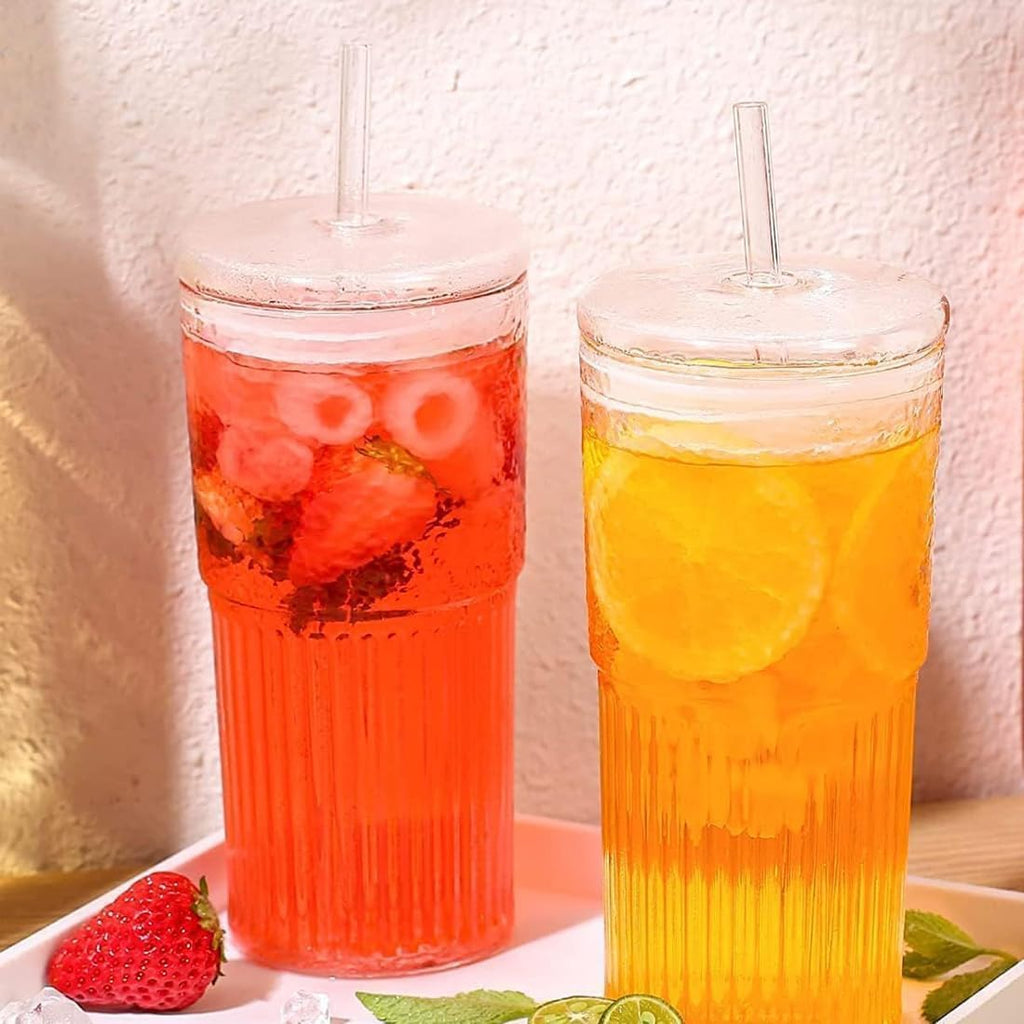 Glass Tumbler with Lid and Straw 20oz T780141