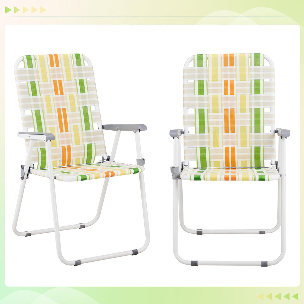 Oversized Folding Webbed Lawn Chairs Set of 2 W11205