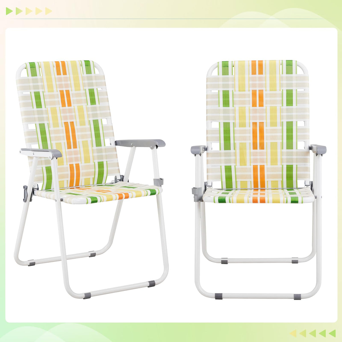 Oversized Folding Webbed Lawn Chairs Set of 2 W11205