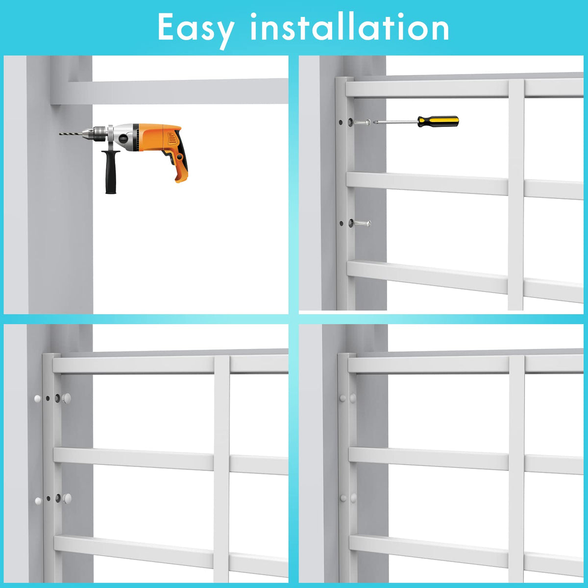 Adjustable White Window Safety Guard U545714