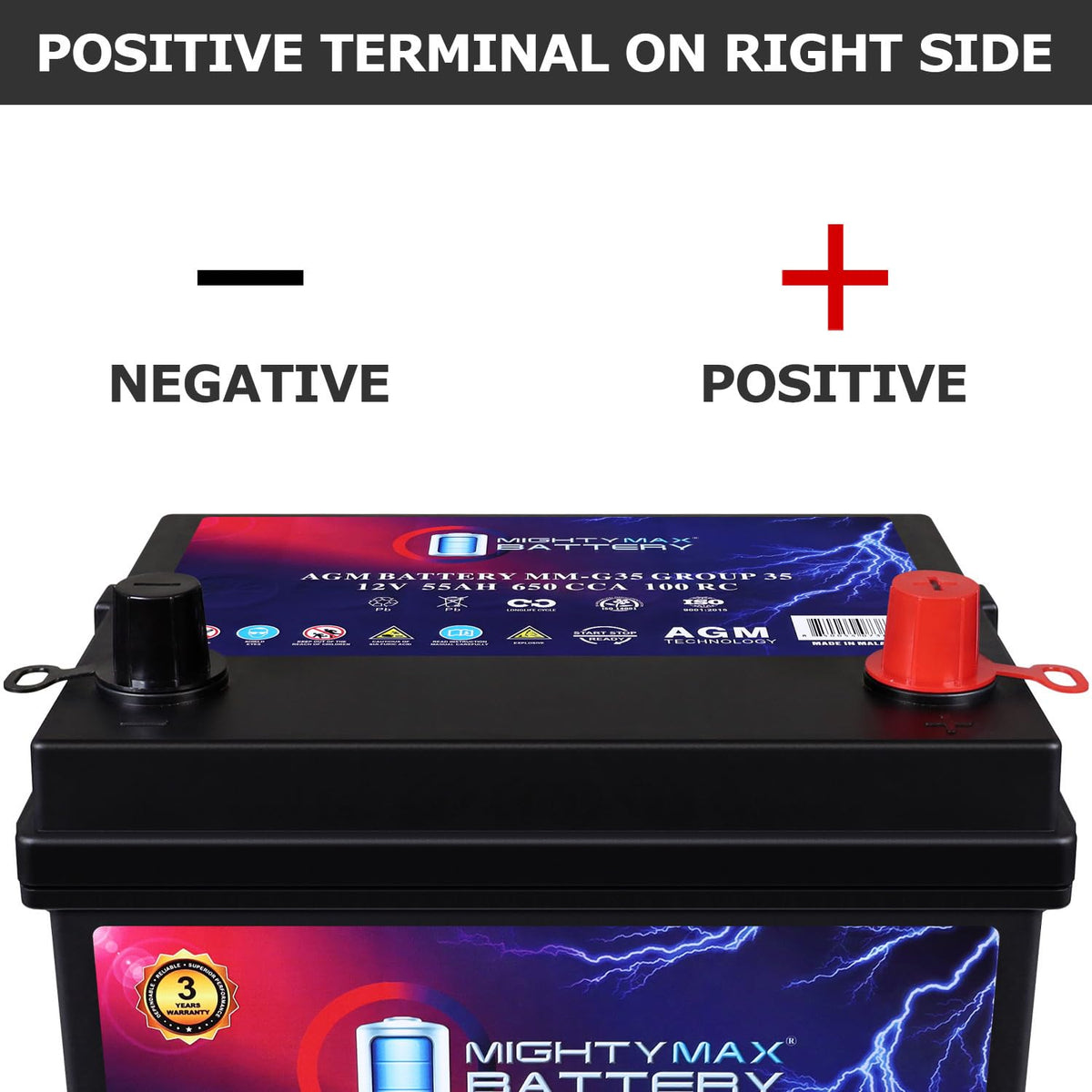 12V 55Ah AGM Replacement Battery W902