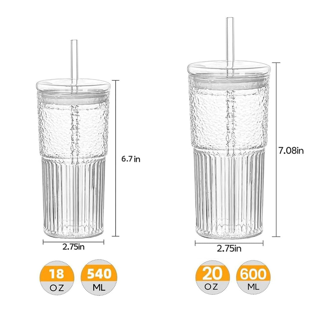 Glass Tumbler with Lid and Straw 20oz T780141