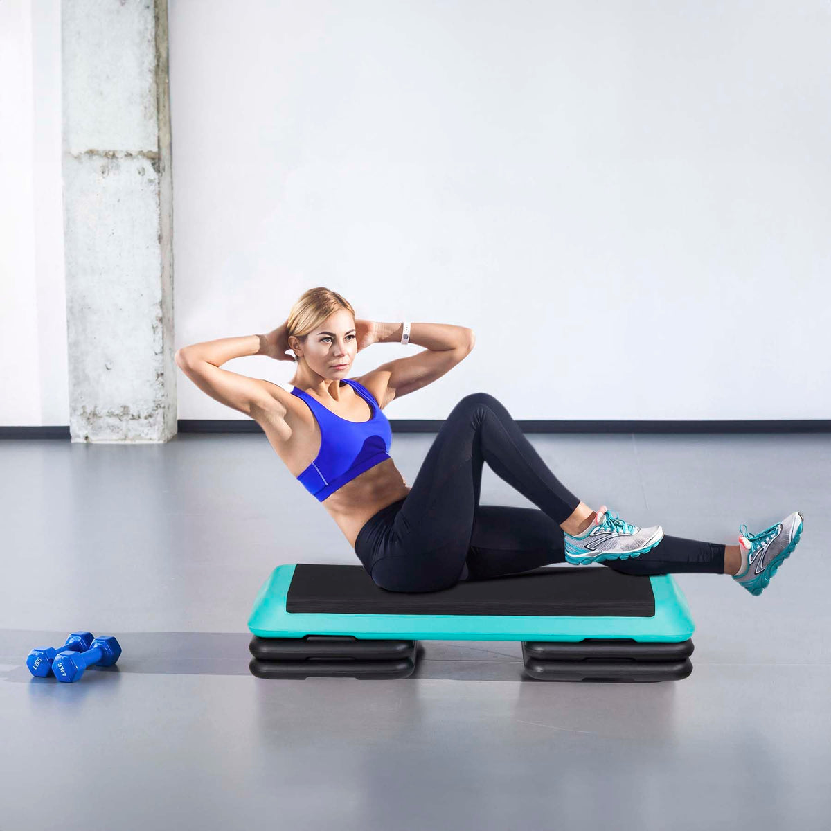 43" Adjustable Aerobic Stepper Bench with Risers T482