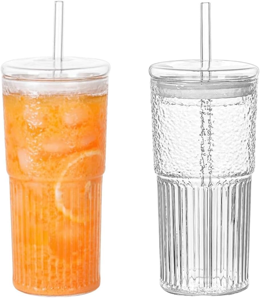 Glass Tumbler with Lid and Straw 20oz T780141