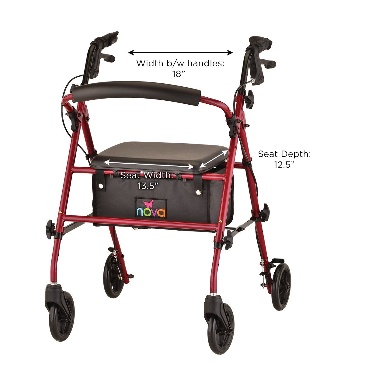 Red Steel Rollator Walker C453
