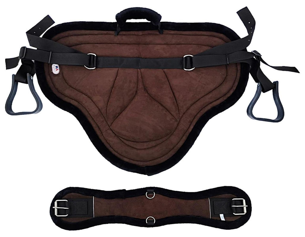 Padded Suede Leather Bareback Pad with Girth & Stirrups Y751
