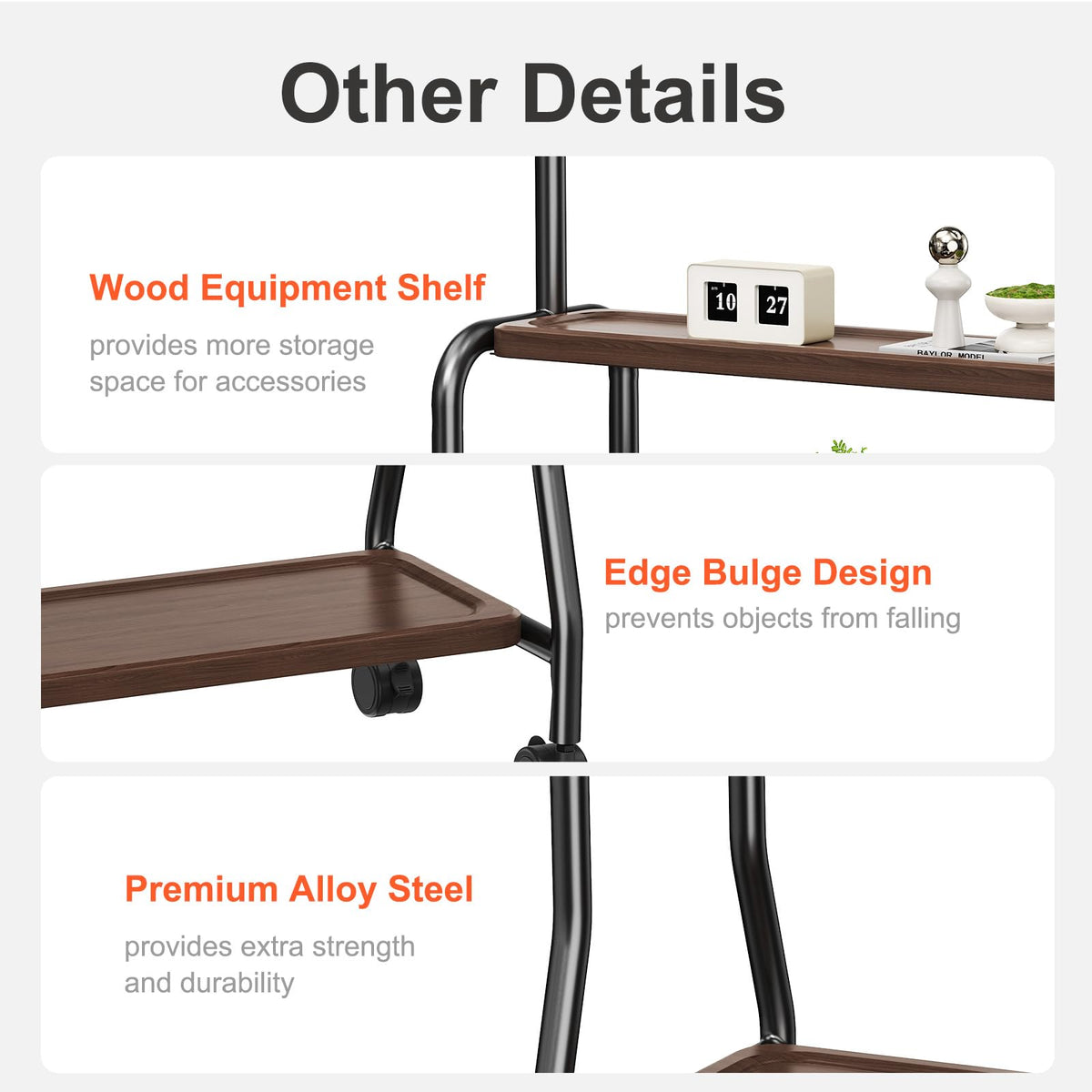 Rolling TV Stand on Wheels for 32-75 Inch TVs with Double Shelves K743