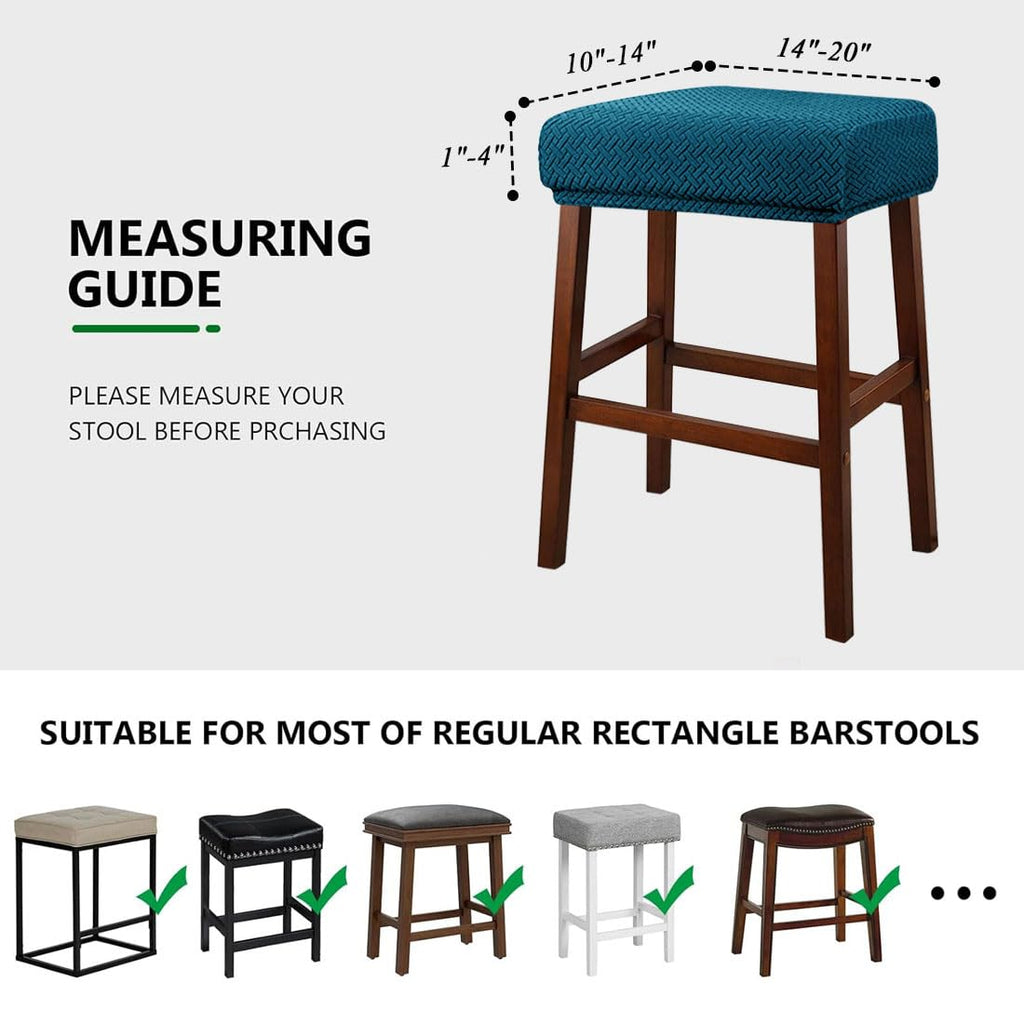 Set of 4 Deep Teal Jacquard Stretch Stool Covers Q666