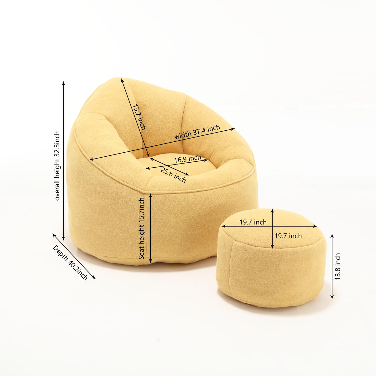 Microfiber Bean Bag Chair with Footrest A1236