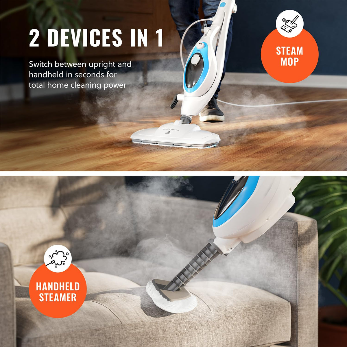10-in-1 Steam Mop with Detachable Handheld Steam Cleaner H22168