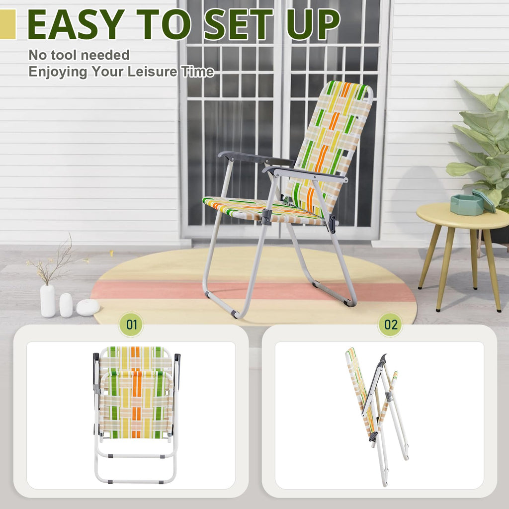 Oversized Folding Webbed Lawn Chairs Set of 2 W11205