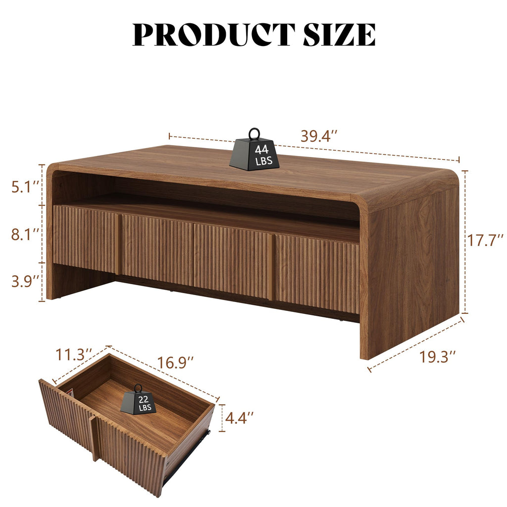Fluted Coffee Table with Storage D811607