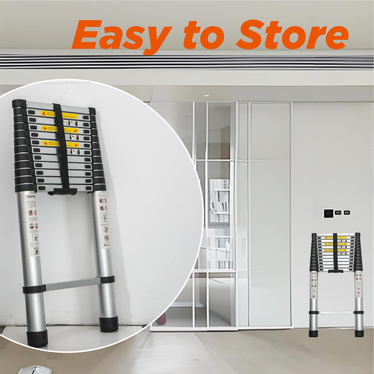 16.5FT Aluminum Telescoping Ladder, 300LB Capacity T489031