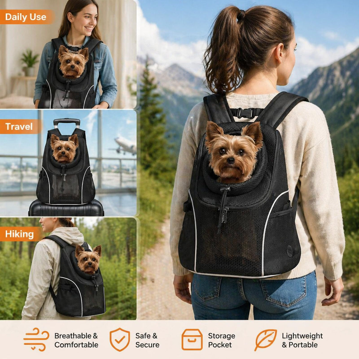 Black Dog Carrier Backpack O558