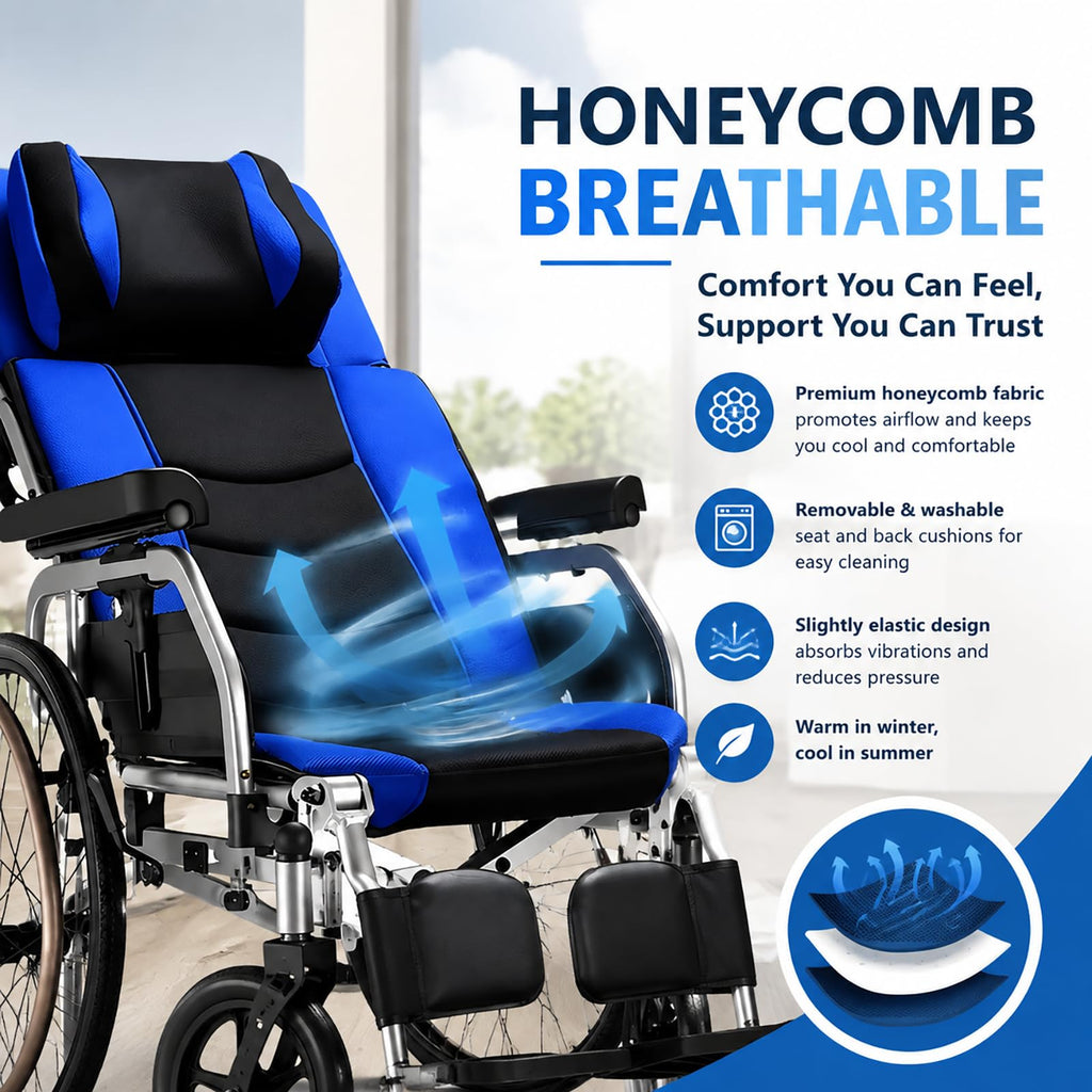 High Back Reclining Wheelchair with Elevating Leg Rests E22099