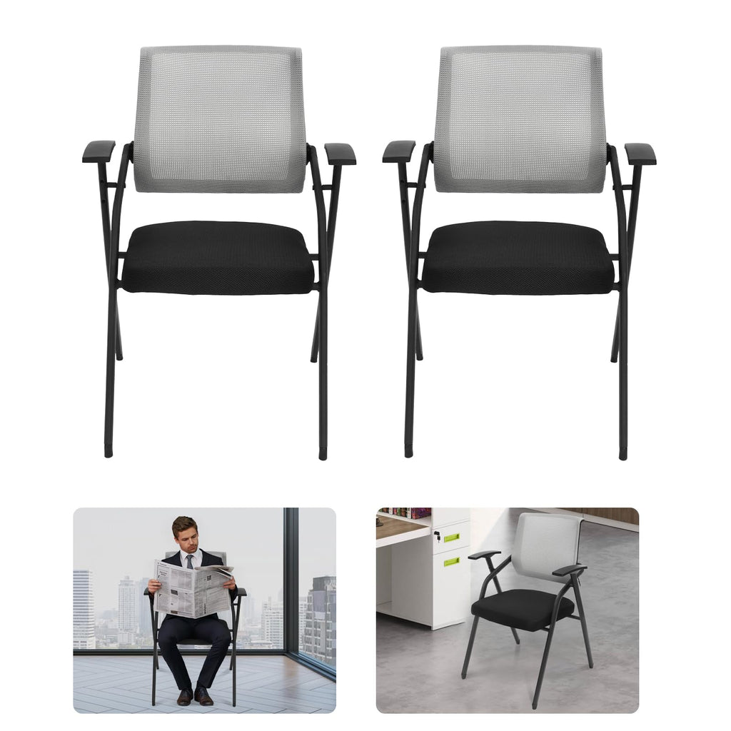 2 Pack Grey Mesh Office Chair with Arms A25741