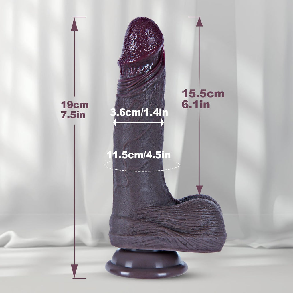 7.5" Black Silicone Dildo with Suction Cup L86452