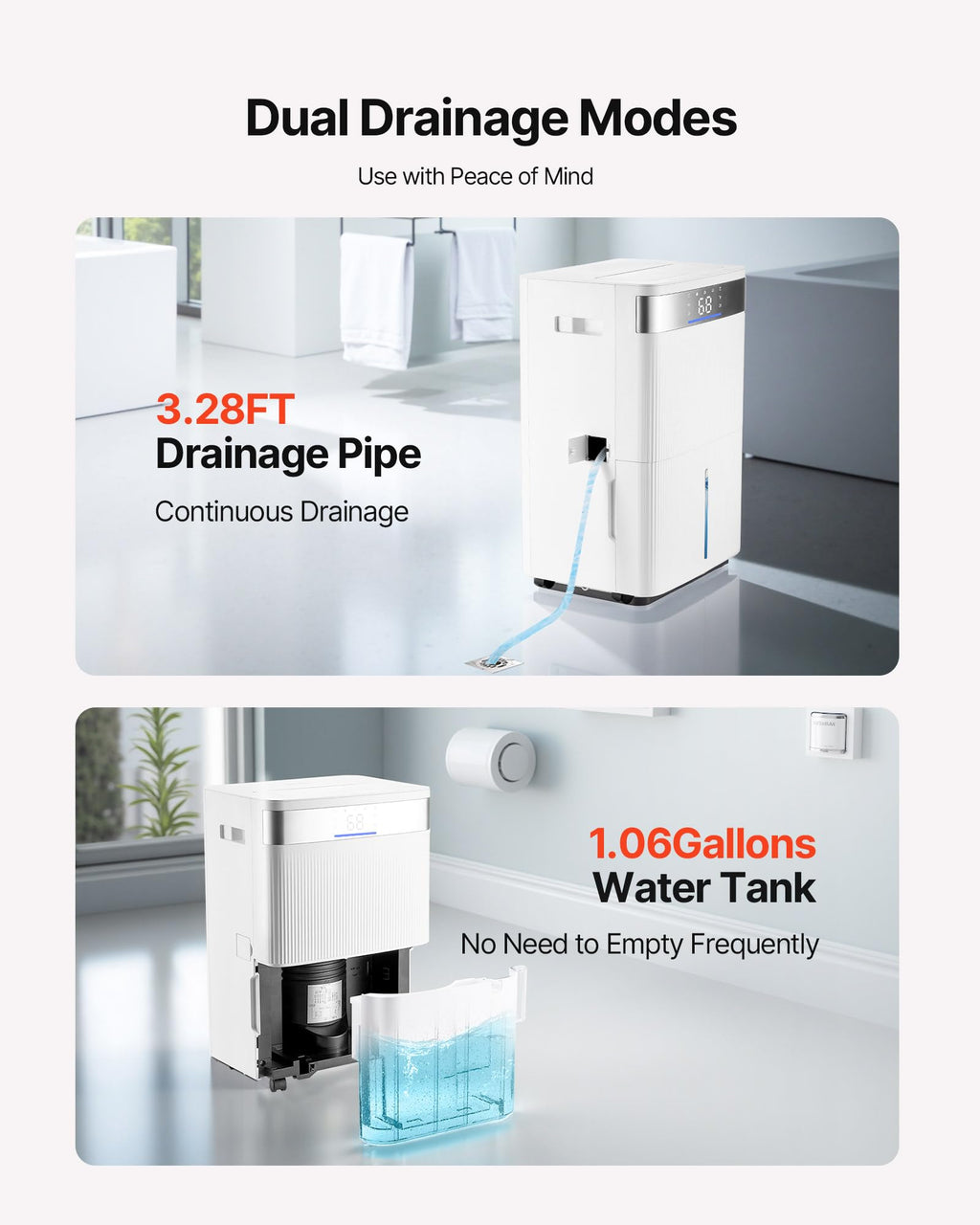 80 Pints Dehumidifier with Drain Hose T752859