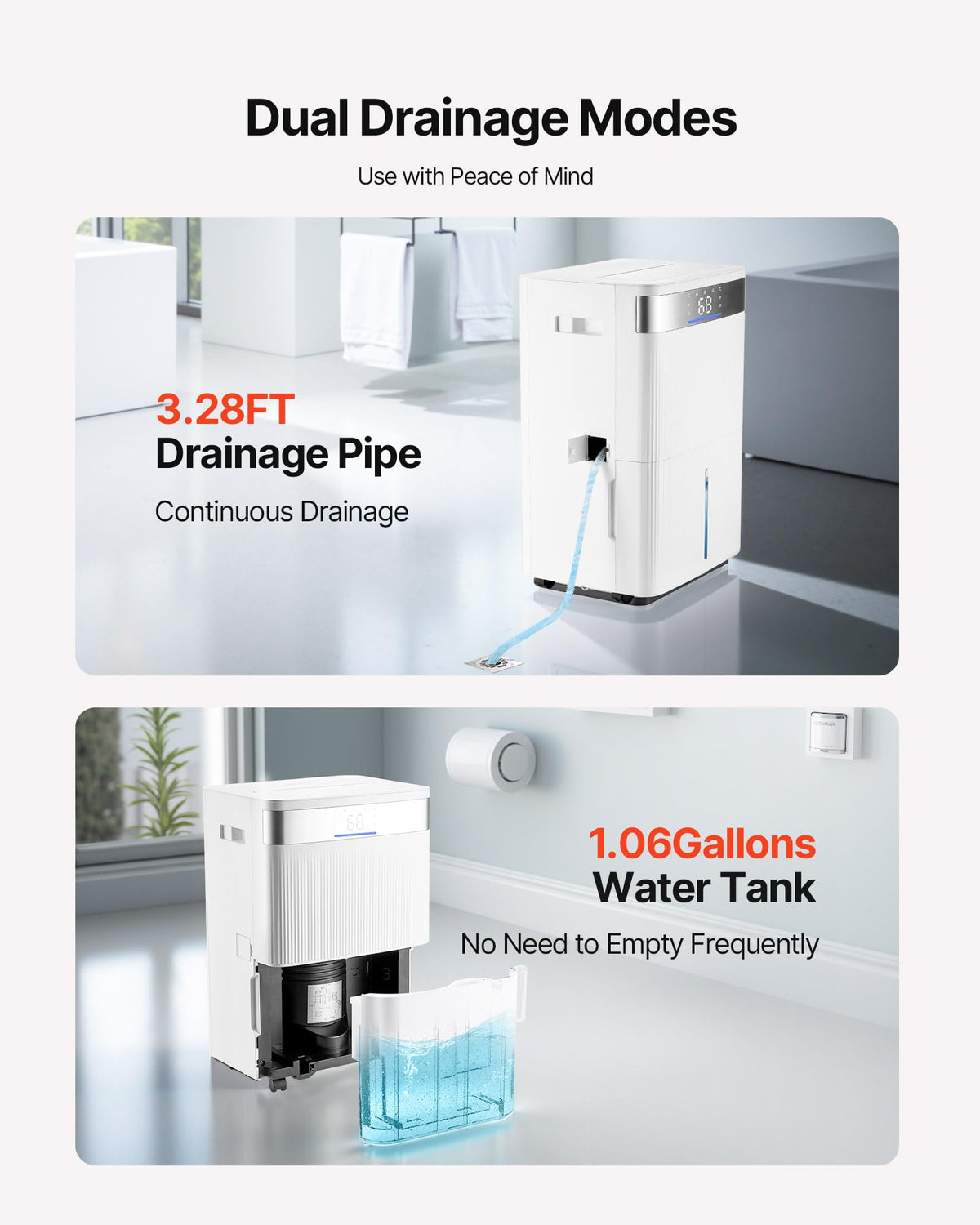 80 Pints Dehumidifier with Drain Hose T752859