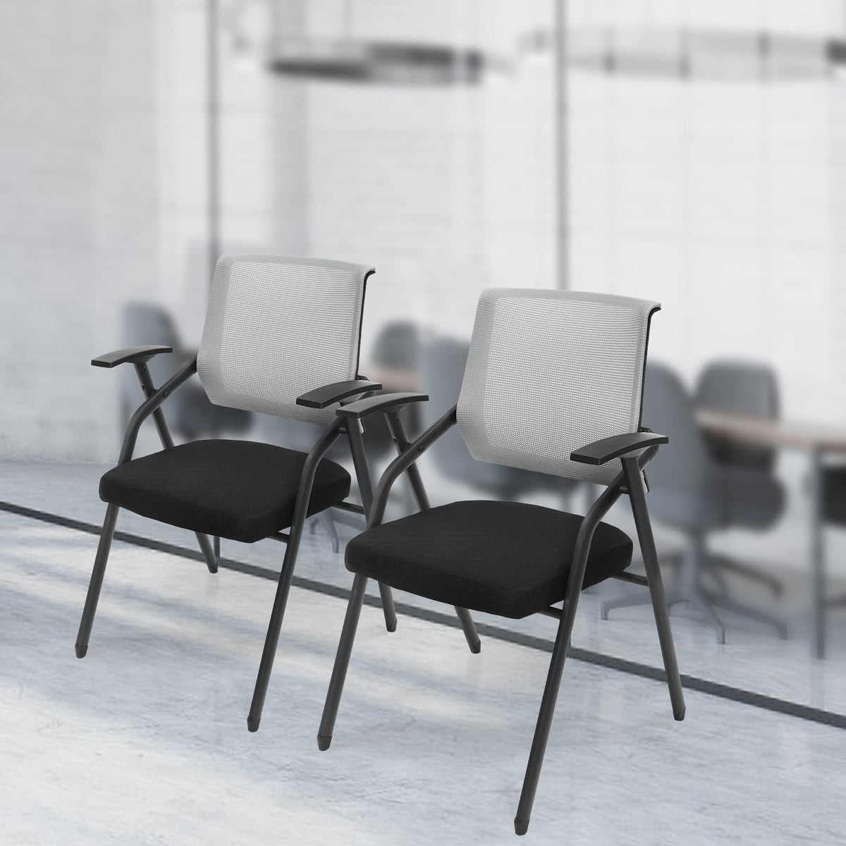 2 Pack Grey Mesh Office Chair with Arms A25741