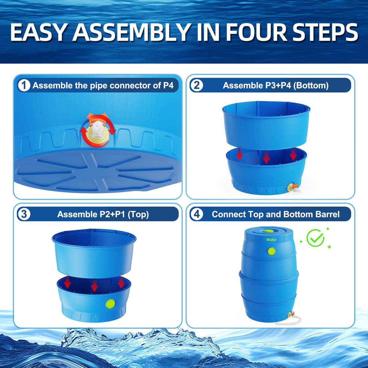 50 Gallon Blue BPA-Free Water Storage Barrel with Spigot G13918