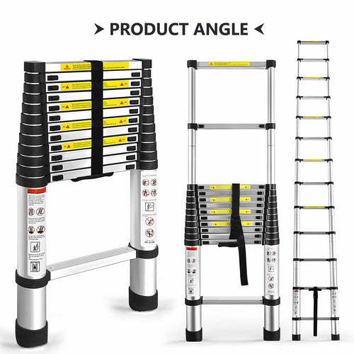 12.5FT Aluminum Telescoping Ladder 330 pounds H4409