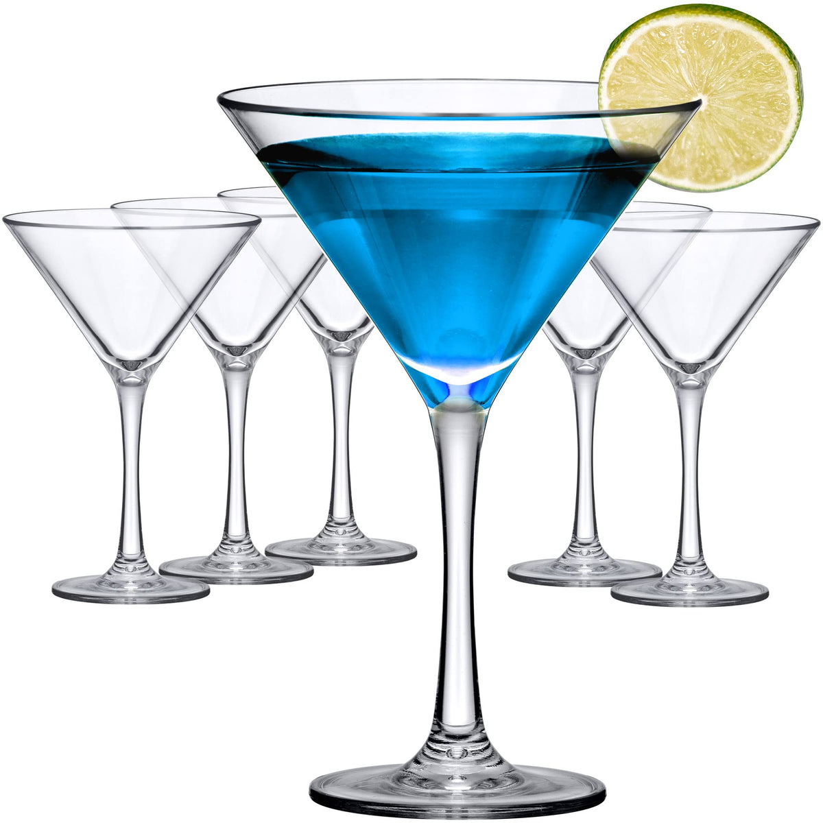 10-Ounce Plastic Martini Glasses Set of 6, Reusable, BPA-Free, Shatter-Proof, Dishwasher-Safe Y418