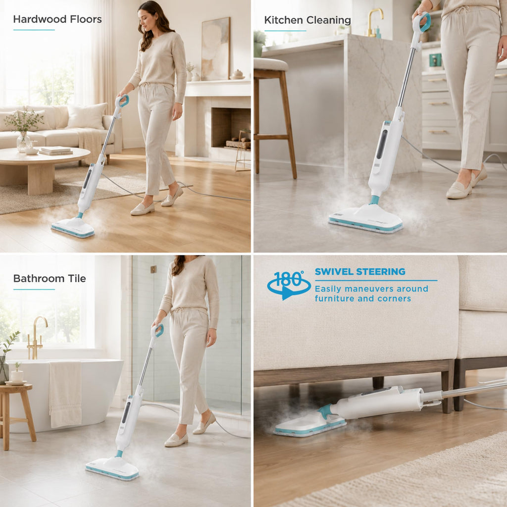 1300W Steam Mop with Carpet Glider and 2 Microfiber Pads K6651