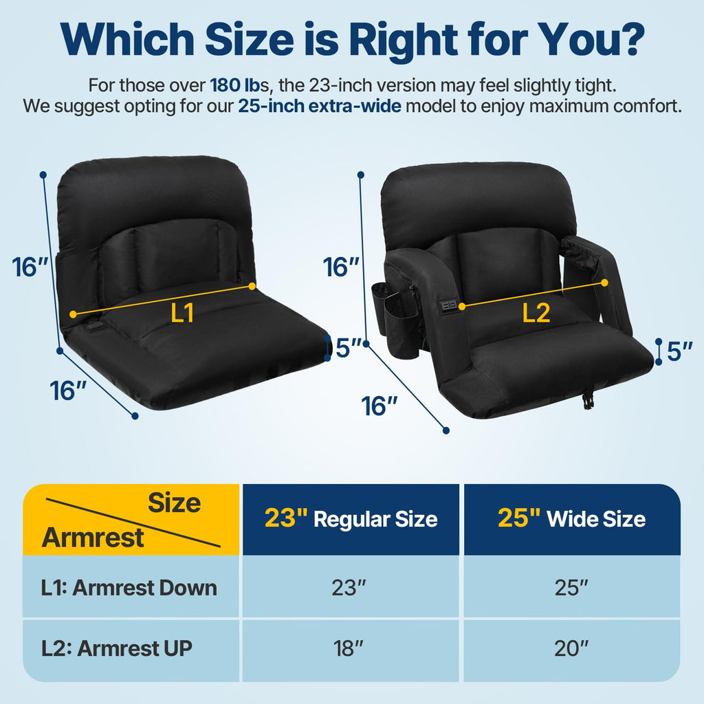 25'' Heated Stadium Seat with Back Support I165