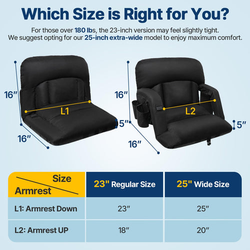 25'' Heated Stadium Seat with Back Support I165