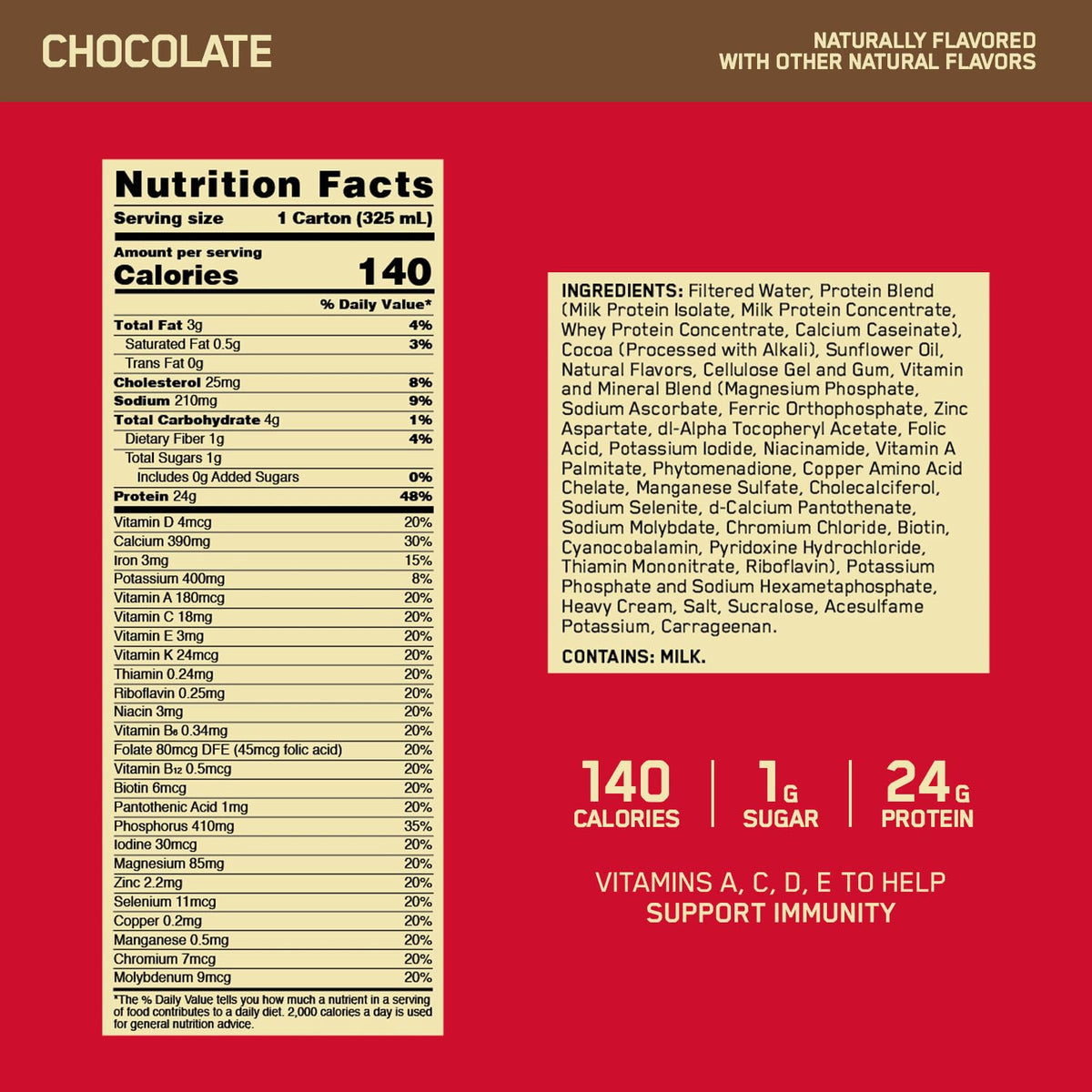 Vanilla Protein Shake, 30g Protein, Vitamins A, C, D, E, Zinc X313