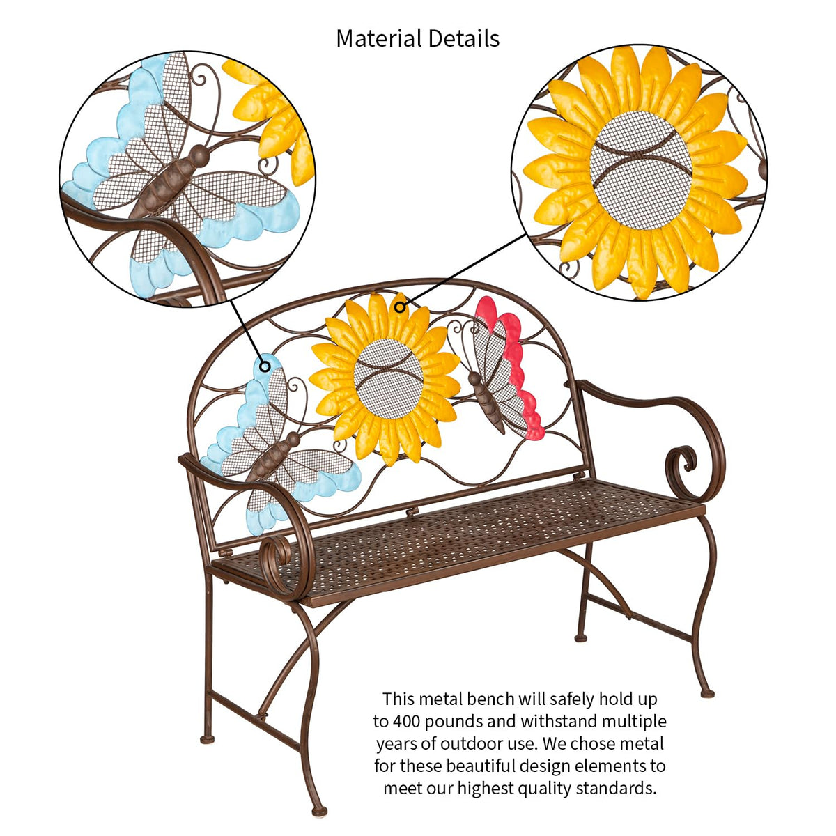 Cast Iron Metal Garden Bench E8249