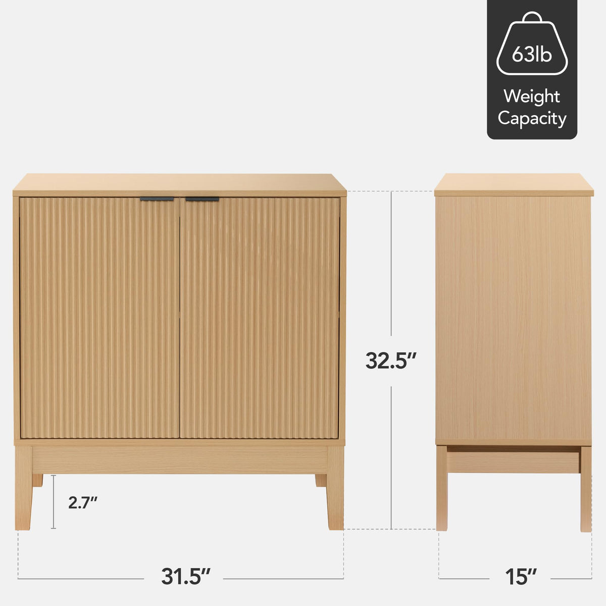 2-Door Storage Cabinet with Adjustable Shelves L112