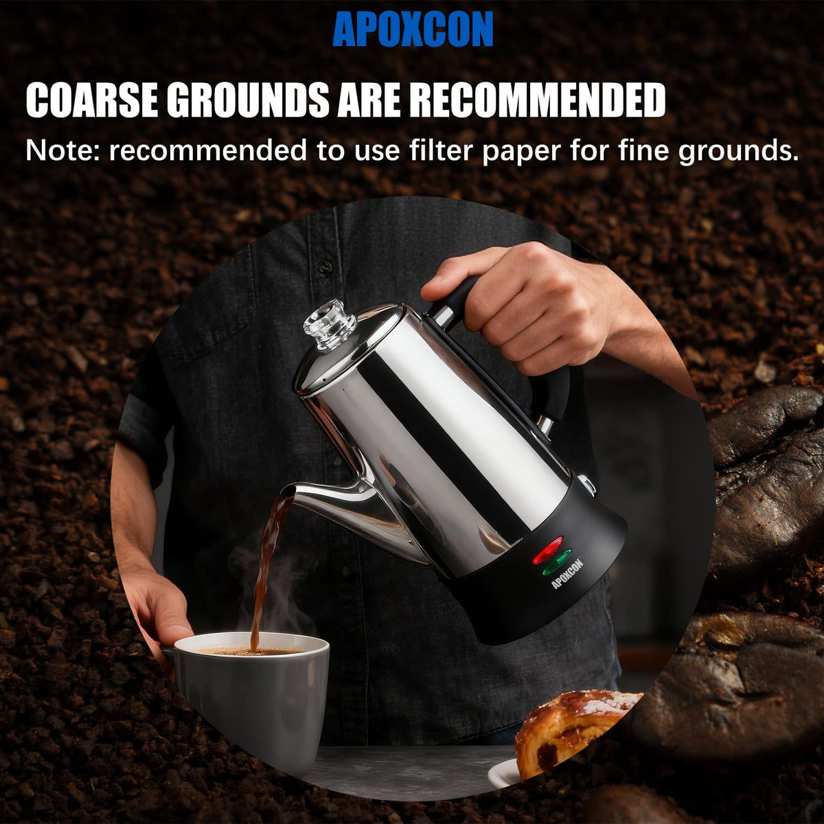 Electric Stainless Steel Coffee Percolator 12 Cup Q93547