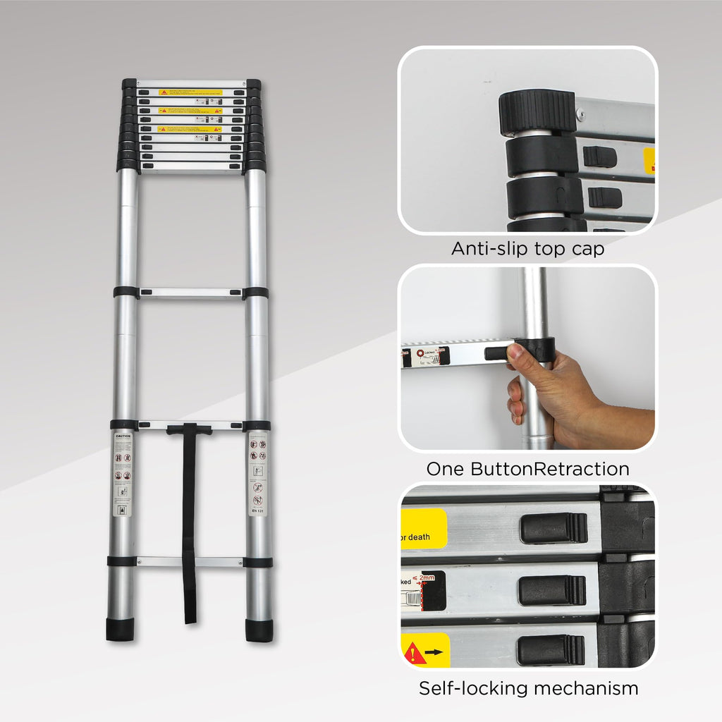 16.5FT Aluminum Telescoping Ladder, 300LB Capacity T489031