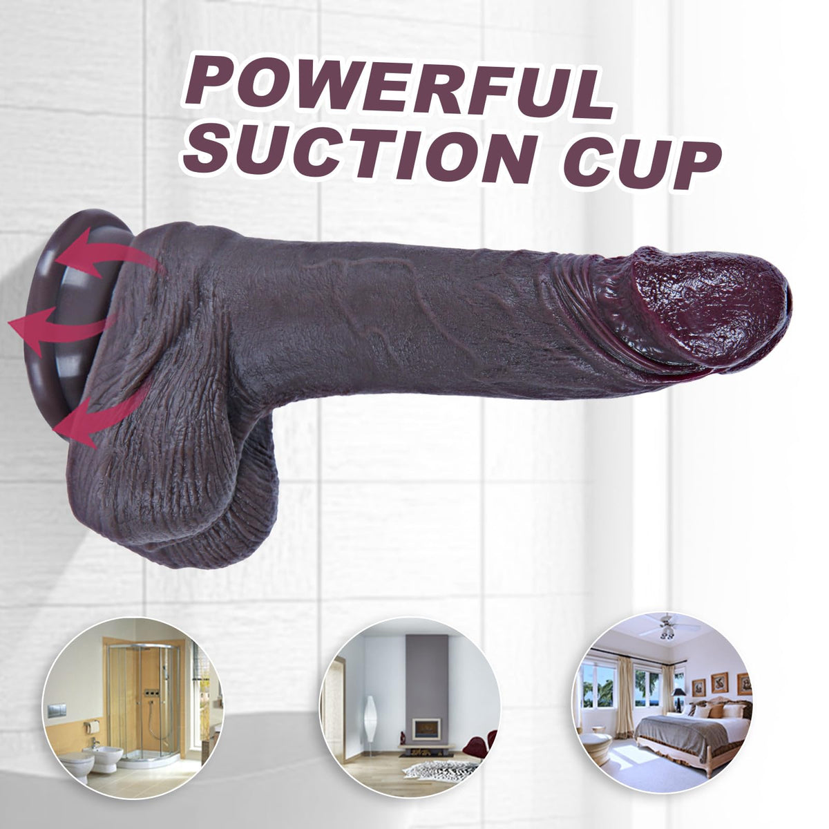 7.5" Black Silicone Dildo with Suction Cup L86452